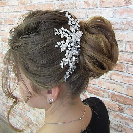 Kercisbeauty Bridal Silver Hair Comb Wedding Hair Accessories