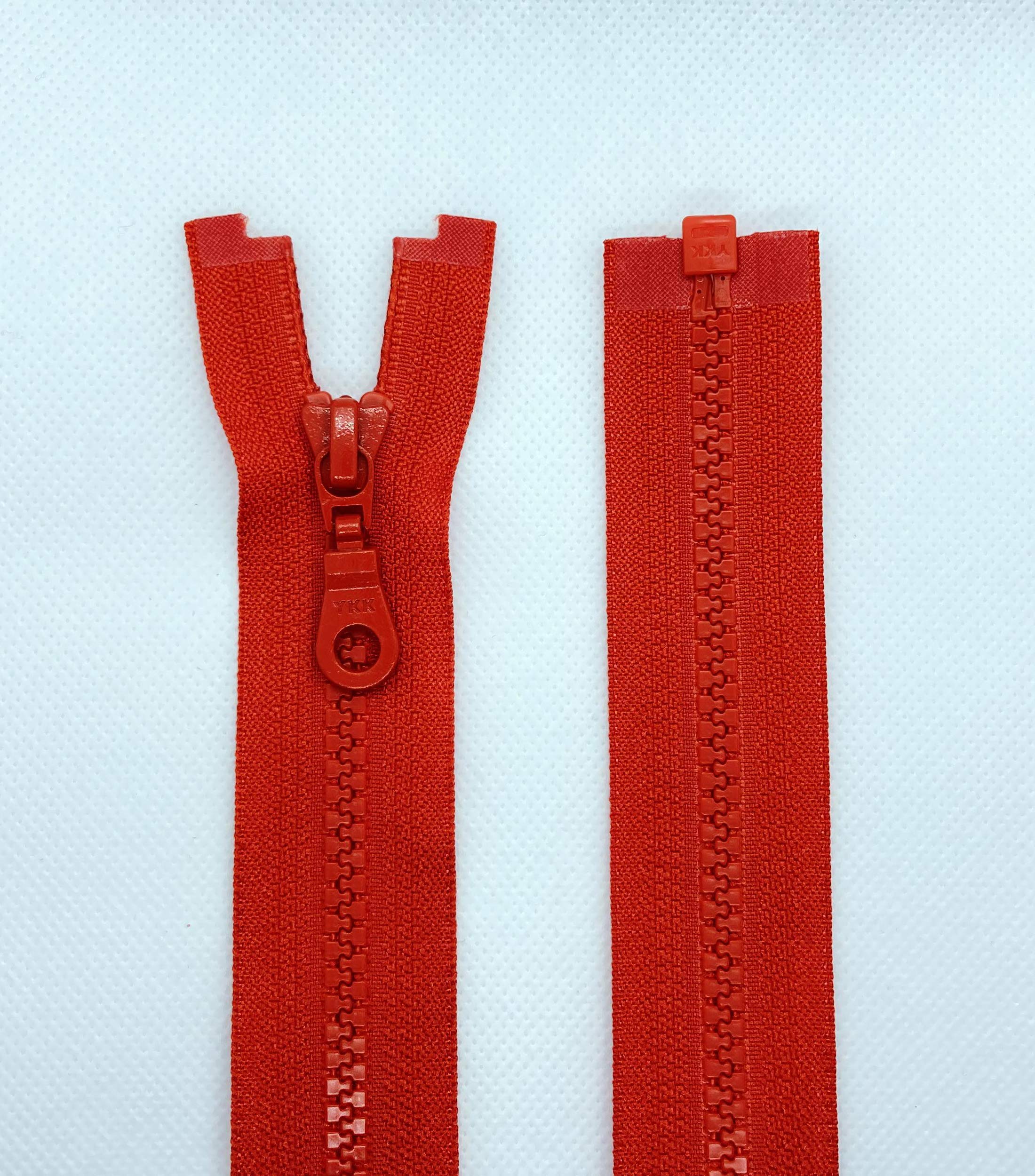 YKK Zip Plastic Teeth No. 5 Medium Coarse Separable (819 Red/Orange, 64 cm)