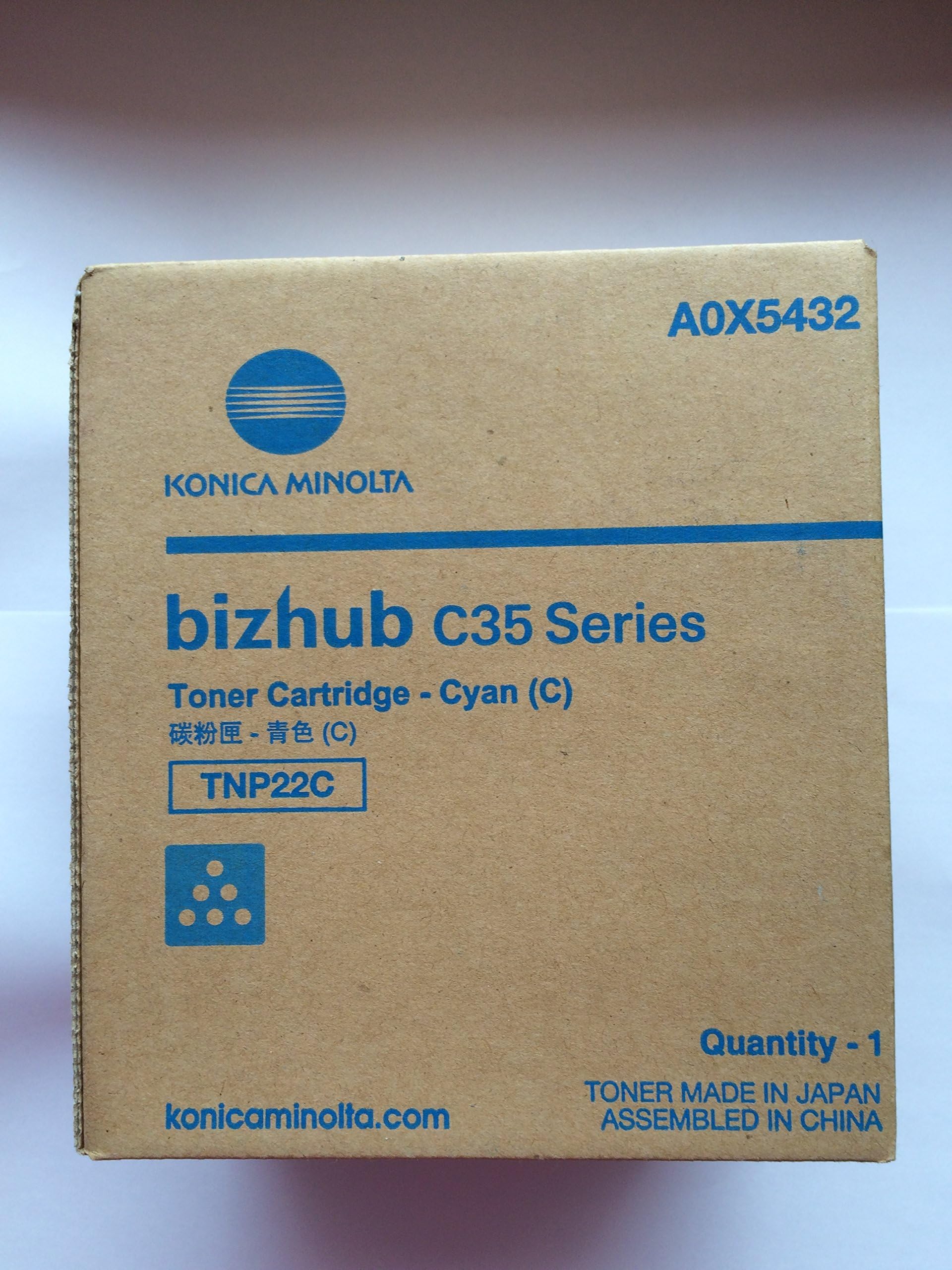 Konica-Minolta A0X5432 TNP-22C OEM Toner: Cyan Yields 6,000 Pages