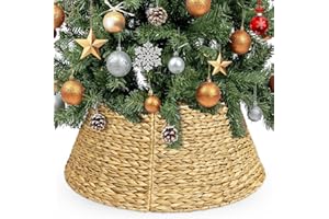 27in Christmas Tree Collar, Hand-Woven Natural Wicker Christmas Tree Basket Base Beautiful Christmas Tree Base Cover for Chri