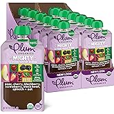 Plum Organics Mighty 4 Organic Toddler Food - Pear, Black Bean, Cherry, Blackberry, Strawberry, Oat, and Spinach - 4 oz Pouch (Pack of 12) - Organic Fruit and Vegetable Toddler Food Pouch