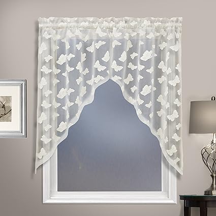 United Curtain Madame Window Curtain Cafe Kitchen Swag, 52 x 36, Natural