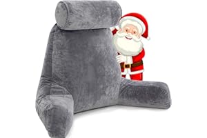 Husband Pillow XXL - Reading Pillow Bed Chair with Arms & Back Support - Dark Grey - Back Pillow for Sitting Up - Bed Rest Arm Pillow - Comfy Reading Pillow for Adults