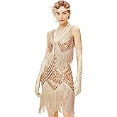 BABEYOND Women's 1920s Flapper Dress V Neck Slip Dress Roaring 20s Great Gatsby Dress for Party