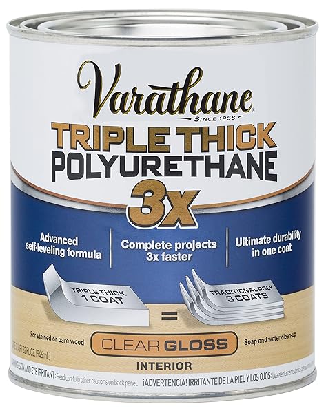 VARATHANE 284470 TRIPLE THICK POLYURETHANE, QUART (PACK OF 1), GLOSS, 32 FL OZ