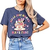 PRINTFACTORY Minnie Daisy Summer Shirt Just Wanna Have Fun Tee, Besties Matching Outfits, Graphic Summer T-Shirt for Women