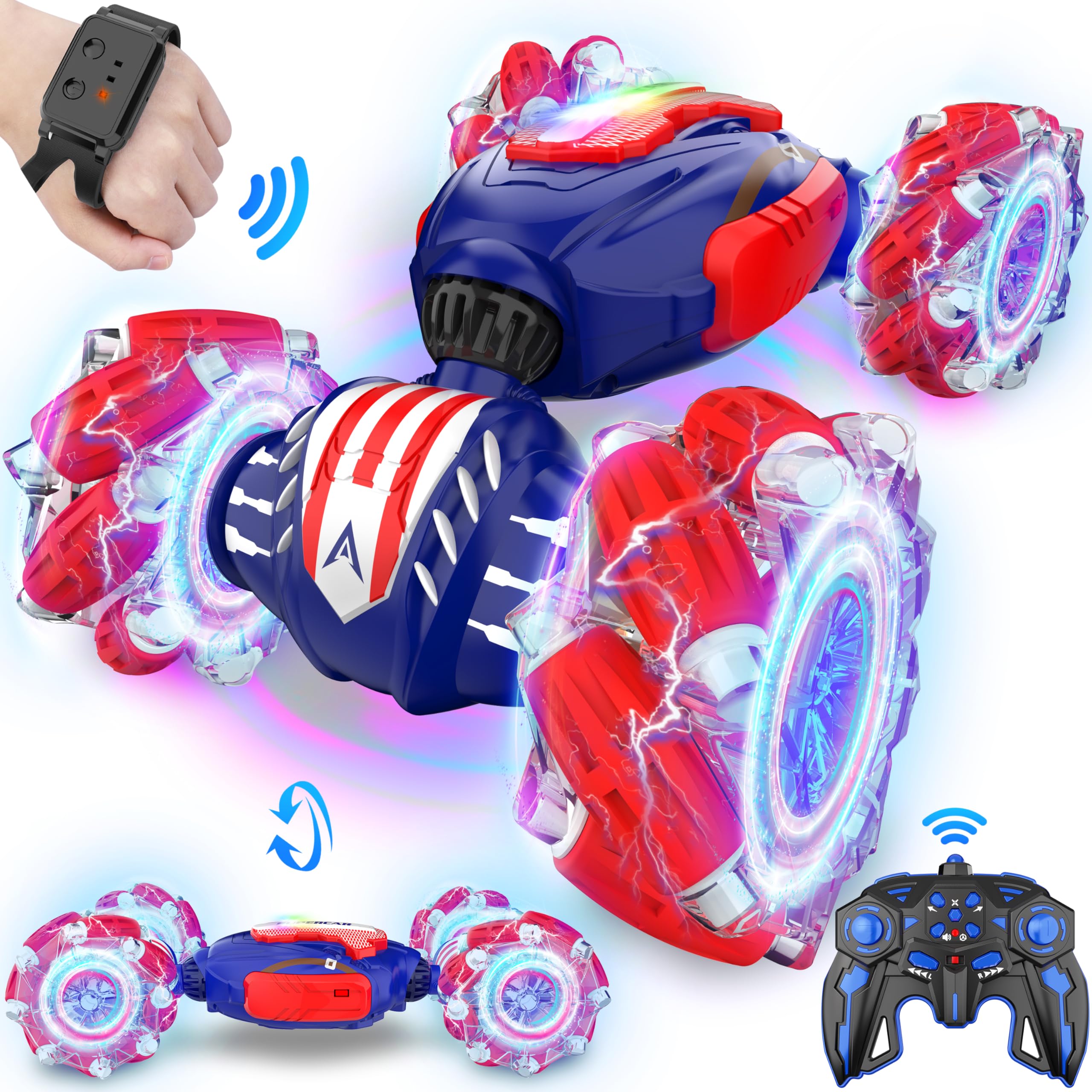 Photo 1 of Remote Control Car, Gesture Sensing RC Stunt Car, 4 WD Transform Off Road for Rotating, 2.4Ghz Hand Controlled Remote Control Twister Cars, RC Cars for Kids Boys Girls Toy Gift Age 8 9 10 11 12 yr