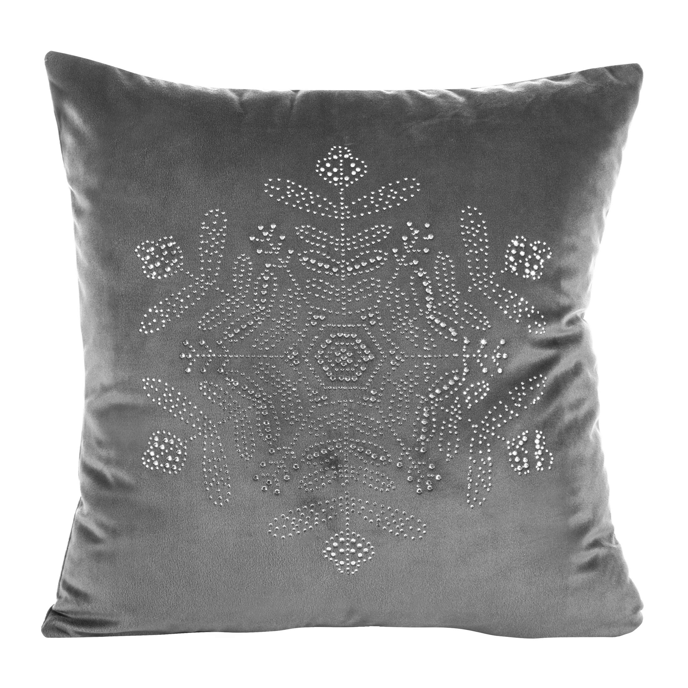 Eurofirany cushion covers, velvet couch cushion covers, sofa cushion covers, Christmas stones, snowflakes, decorative pillows, double pack, set of 2 pillowcases, decorative pillows.