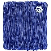 100 PCS Blue Mardi Gras Beads Necklaces, 33" Metallic Patriotic Carnival Beaded, 4th of July Costume Necklaces Bulk, Mardi Gras Accessories Set for Gender Reveal Parade Throws Party Decorations