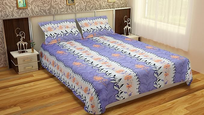 MAFATLAL Cotton Double Bedsheet with 2 Pillow Covers (from Rainbow Collection) - Double, Multicolor