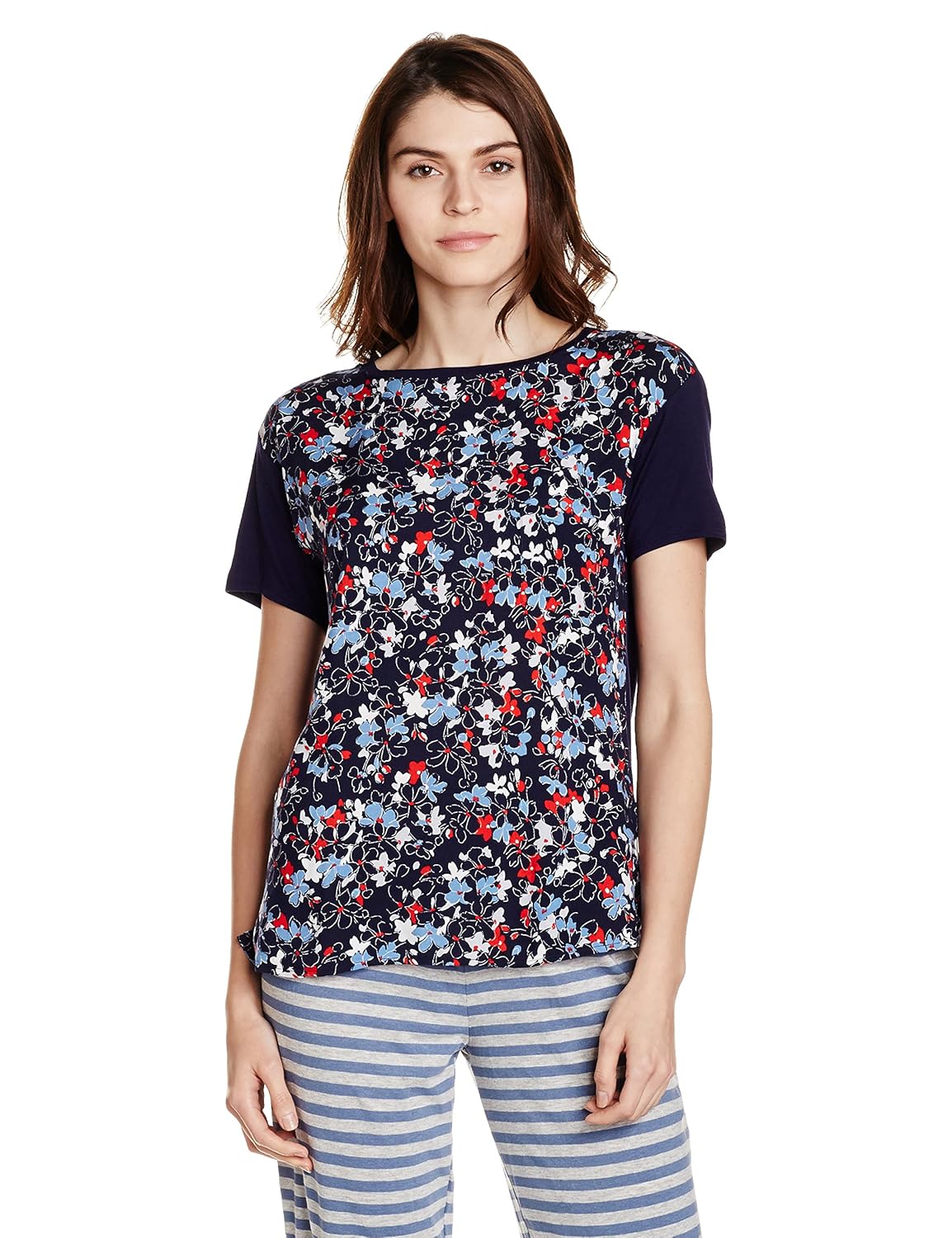 marks & spencer women's dark floral print pyjama top