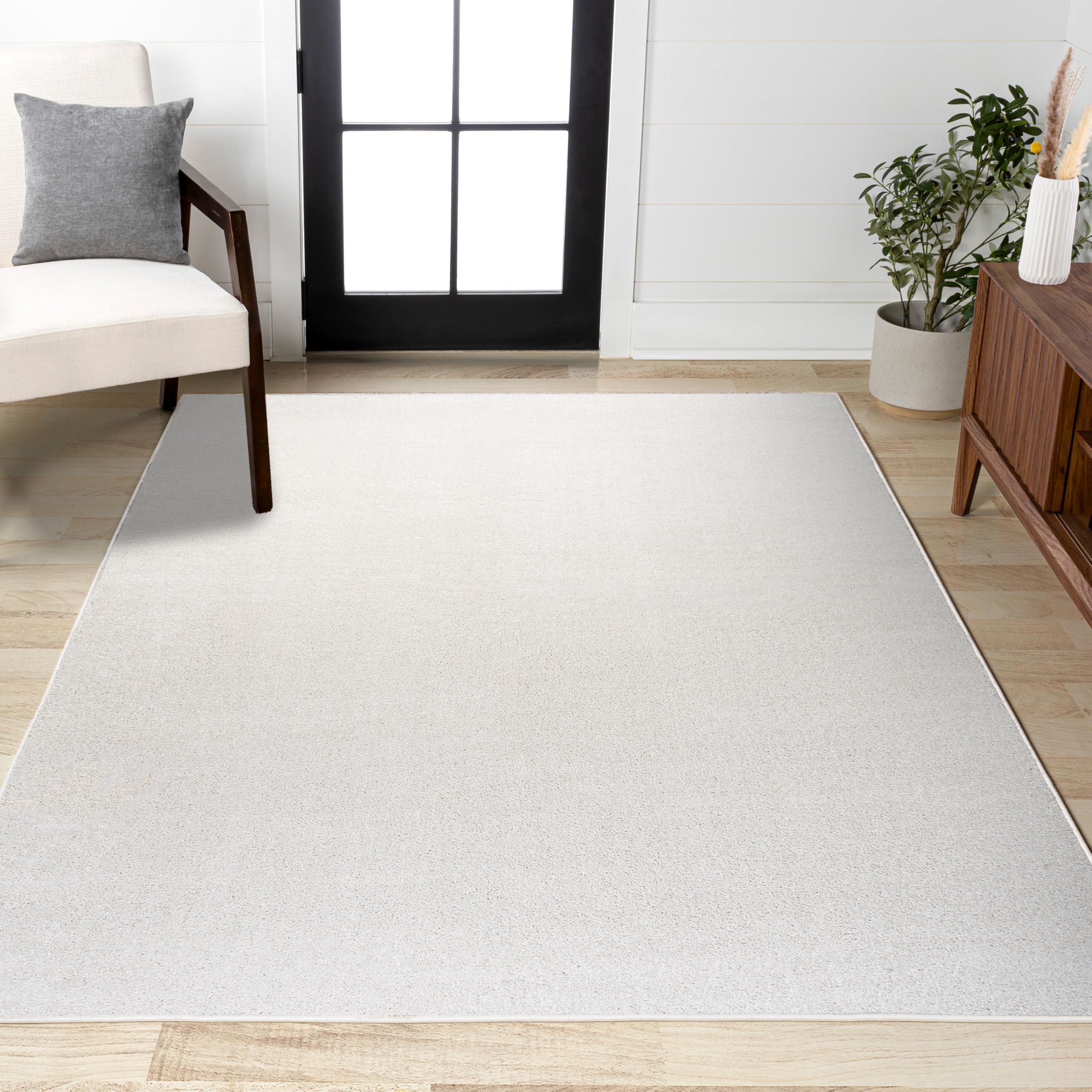 Photo 1 of **DIRT FROM TRANSPORT **JONATHAN Y Haze Solid Low-Pile Ivory Indoor Area Rug 8x10, Coastal,Bohemian,Minimalist,Classic, Easy-Cleaning for Living Room,Bedroom,Kitchen,Pet Friendly,Non-Shedding (SEU100T-8)