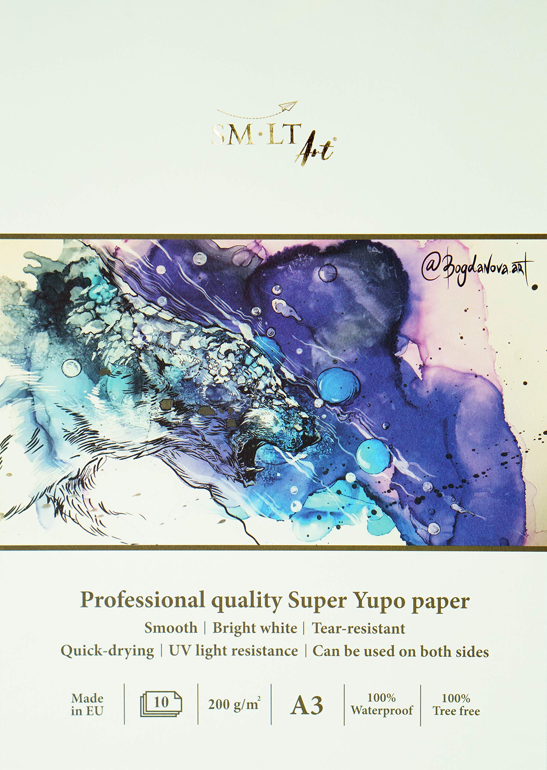 SMLT 3PS-10(200)/PRO Professional Art Pad A3 with Synthetic Super Yupo Paper, 10 Sheets