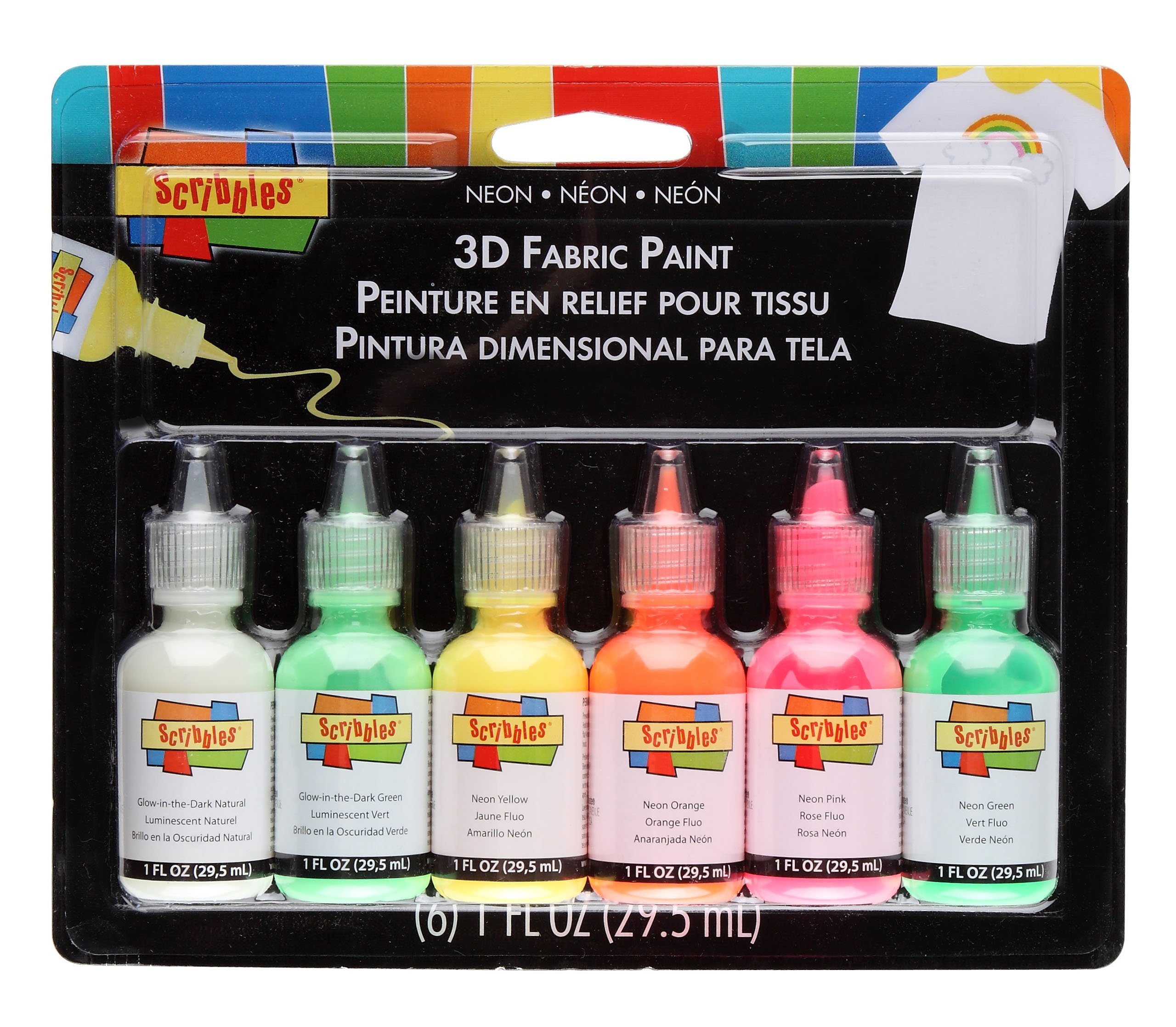 I Love To Create Scribbles 3D Fabric Paints 1 Oz 6 kg-Neon