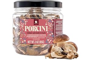 Gourmanity 3oz Dried Porcini Mushrooms, Extra Grade European Dried Mushrooms, Umami Flavor Captured, Great for Cooking, Non GMO
