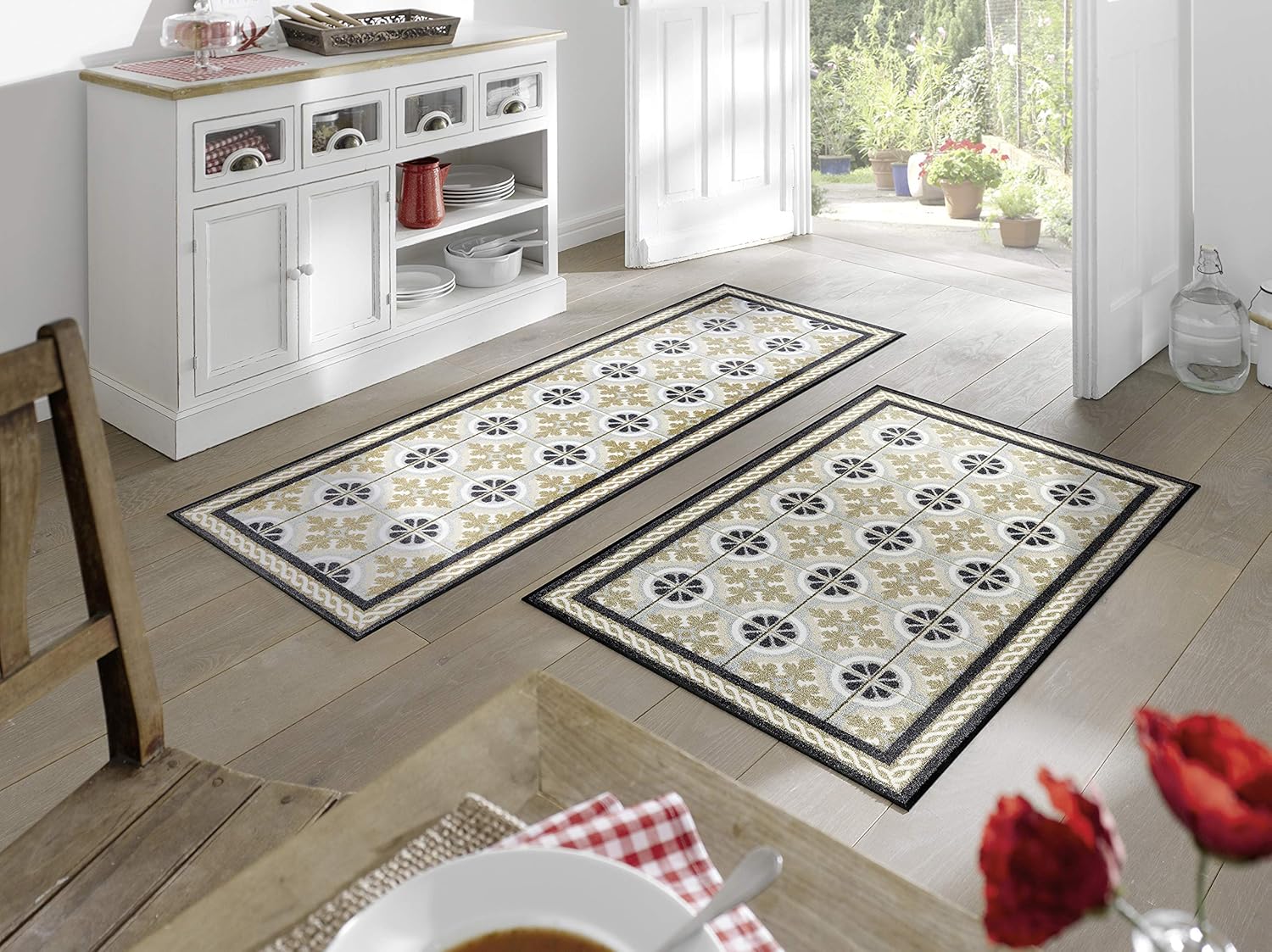 wash+dry Kitchen Tiles Doormat 75 x 120 cm Washable Indoor and Outdoor Use, Beige, 75 x 120 cm (Rectangular) - Image 4