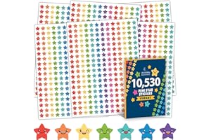 Decorably 10,530 Vibrant Star Stickers for Kids - 45 Sticker Sheets for Star Sticker Reward Chart, Classroom Activities, Posi