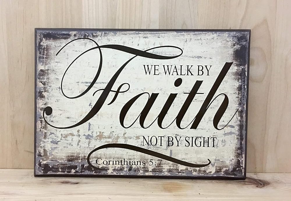 Amazon.com We walk by faith not by sight wood sign, Christian wall art