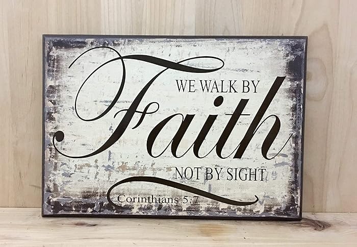 Amazon.com: We walk by faith not by sight wood sign, Christian wall art