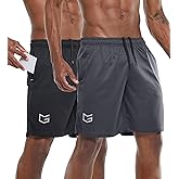 G Gradual Men's 2 Pack 7" Workout Running Shorts Quick Dry Lightweight Gym Shorts with Zip Pockets