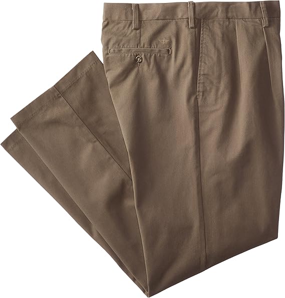Dockers Men's Big and Tall Classic Fit Easy Khaki Pants Pleated, Dark Pebble, 42W x 34L at