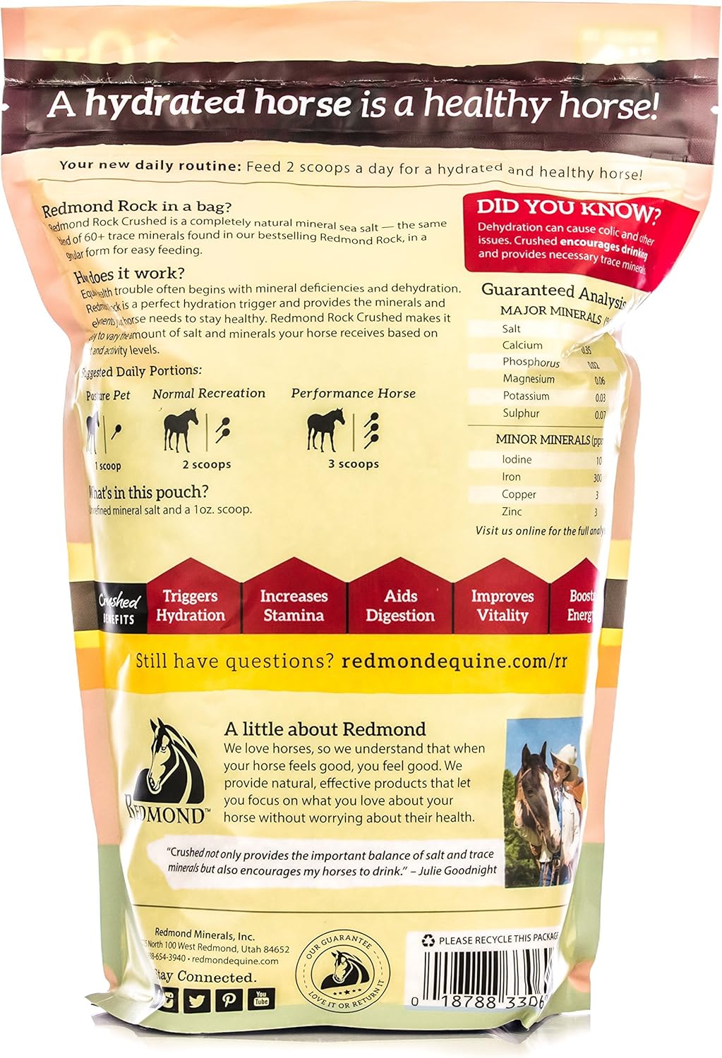 Redmond - Rock Crushed Loose Mineral Salt for Horses, 5 lb. Pouch : Pet Supplies