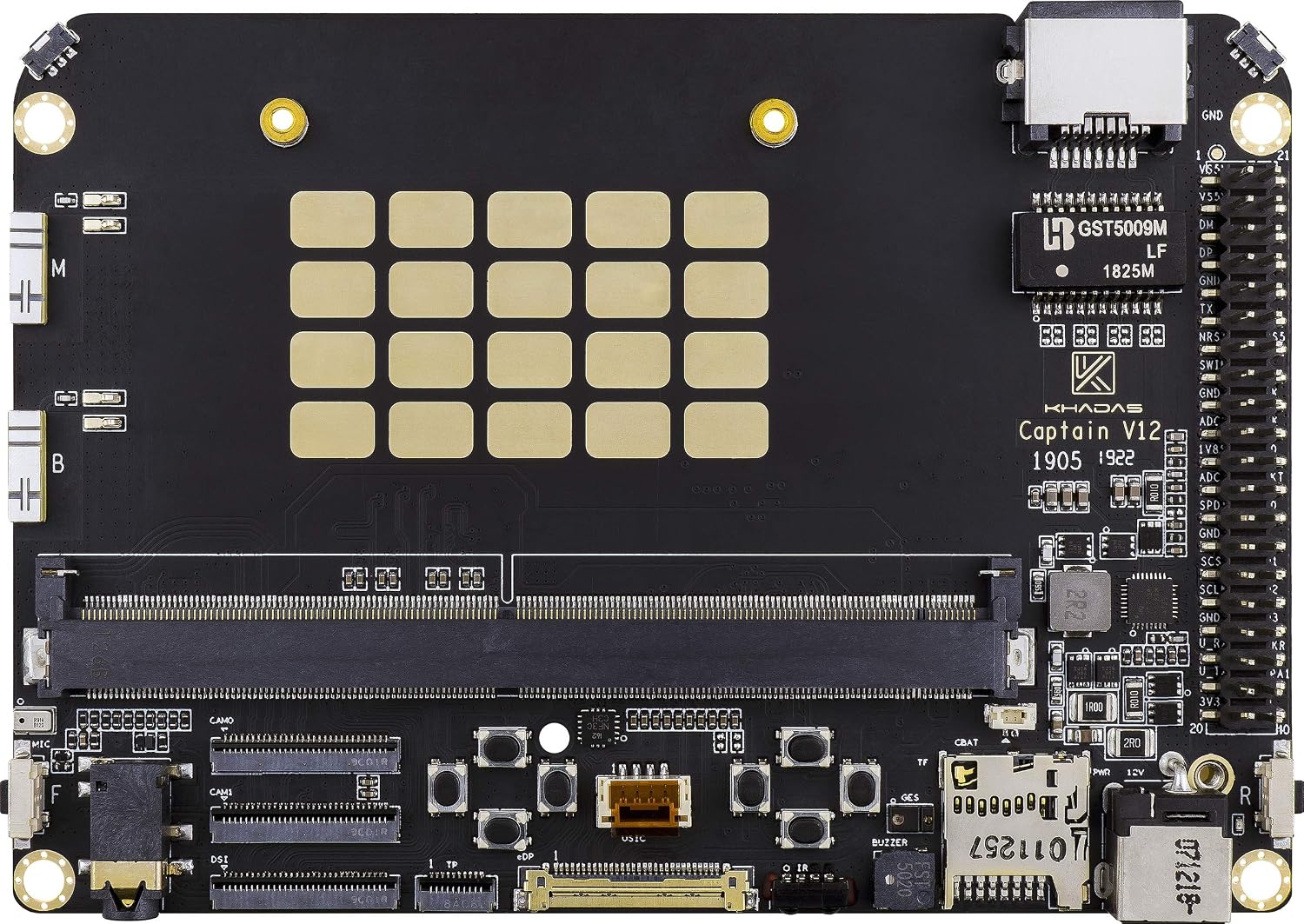Khadas Captain Carrier Board for Edge - 13MP Camera Support, M.2 NVMe, PCIe, 8-Button Game Pad, Wi-Fi, IR