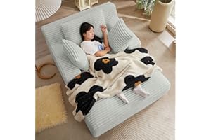 HRVEOCEI 49" Chaise Lounge Indoor, Oversized Chaise Lounge Chair with 3 Comfy Pillows for Living Room Bedroom, Wide Arms Corduroy Fabric High-Density Foam No Assembly Required (Light Grey)