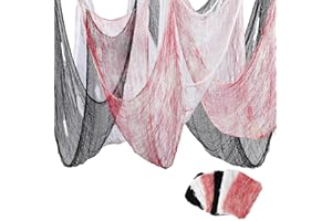 WSFSLJWDW Halloween Creepy Cloth 30x71 inch Scary Spooky Cloth Scary Hanging Gauze Decor for Halloween Party Supplies Home Wall Doorway Outdoor Yard Decor (Black + White + Red & White)
