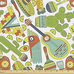 Ambesonne Mexican Fabric by The Yard, Traditional