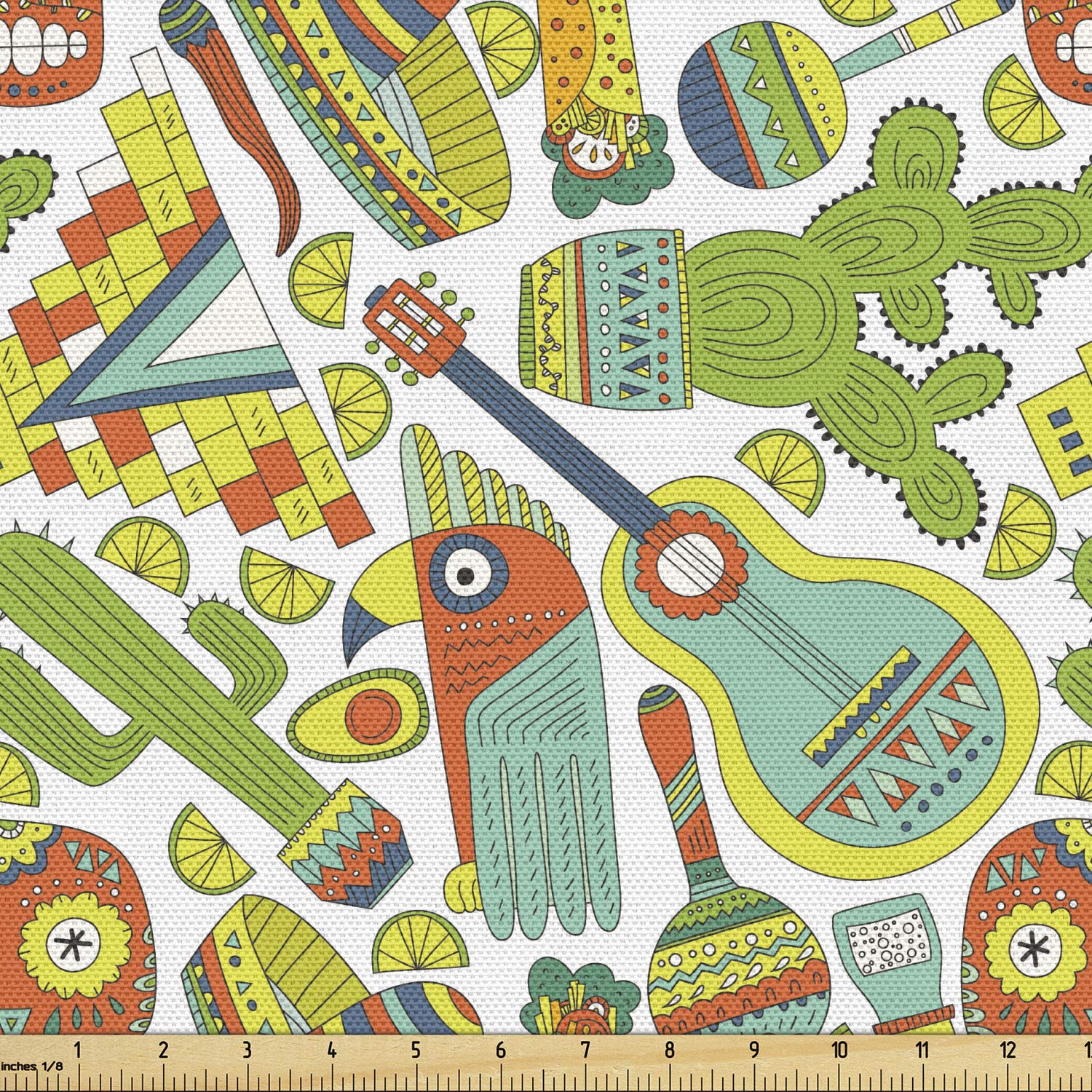 Ambesonne Mexican Fabric by The Yard, Traditional