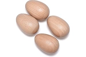 4 PCS Wood Egg Shakers Set, Musical Percussion Instruments, Natural Finish