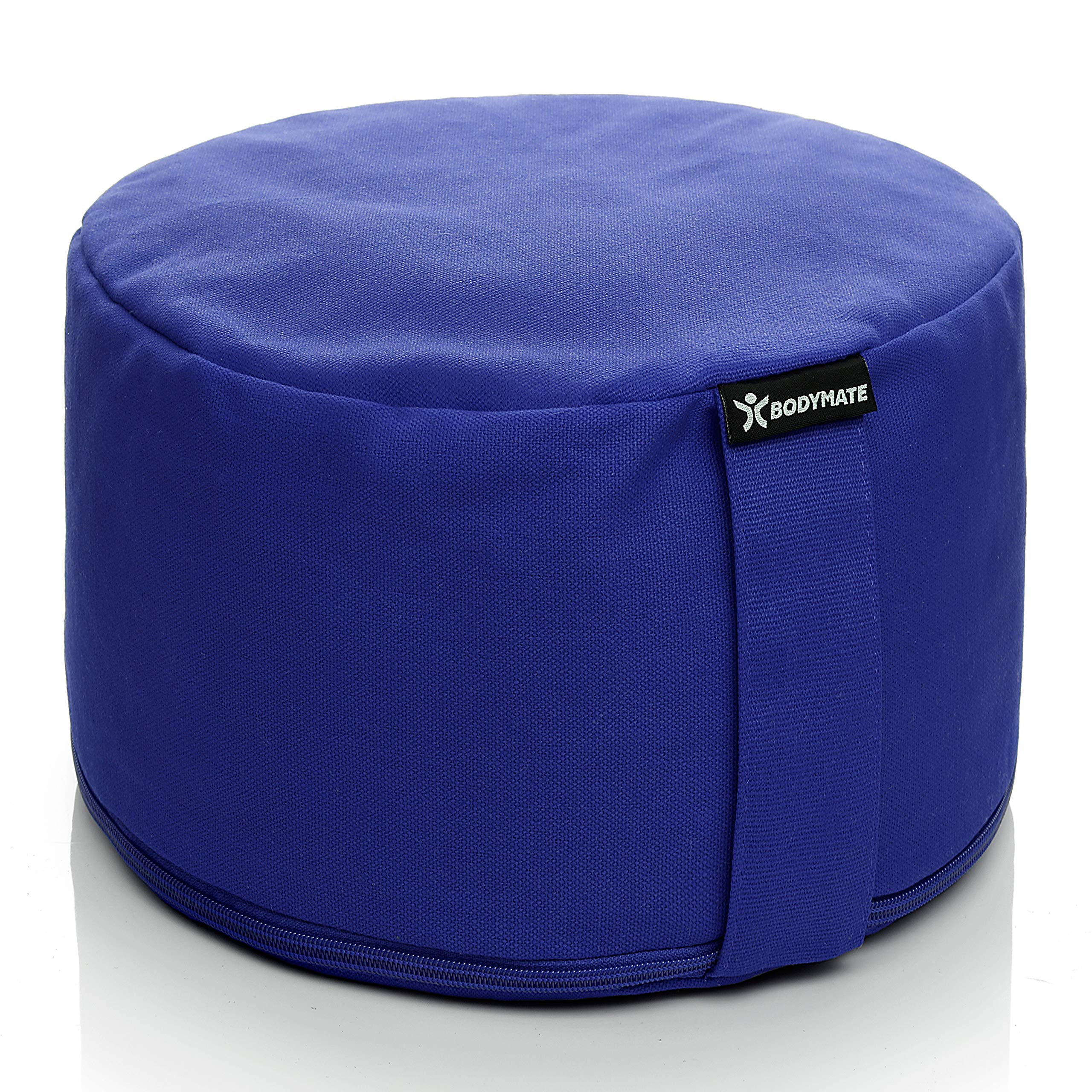 BODYMATE Extra high Meditation Cushion/Yoga Pillow Diameter 31cm Height 20cm – Removable washable 100% Cotton Cover - Inner cotton bag filled with buckwheat husks