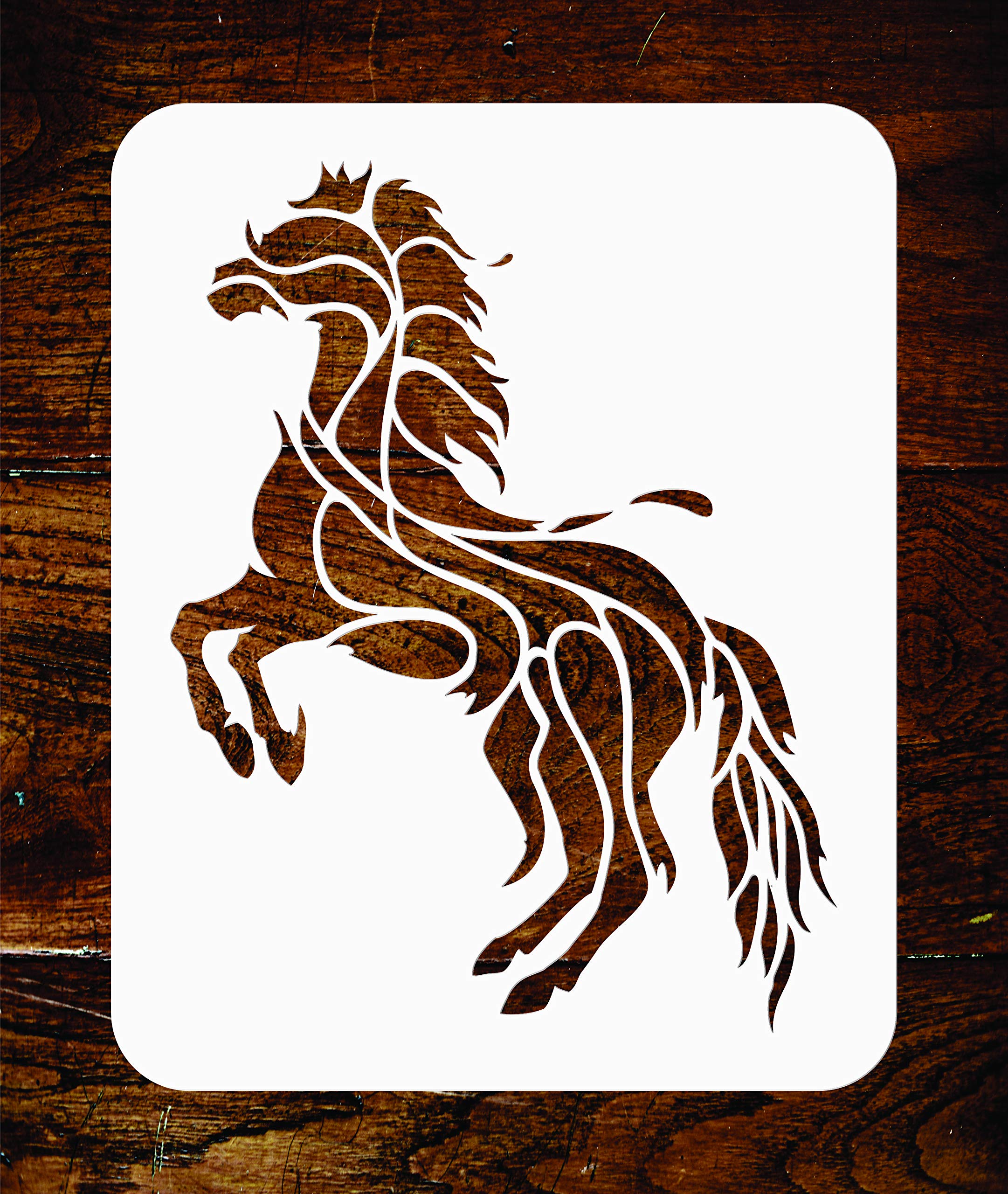 Horse Stencil -26.5 x 33 cm - Reusable Geometric Decor Stylized Pet Animal Wall Stencil Template - Use on Paper Projects Scrapbook Journal Walls Floors Fabric Furniture Glass Wood etc.
