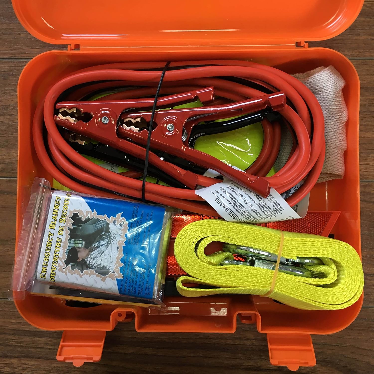 CARTMAN Roadside Assistance Auto Emergency Kit Set, Jump Cables 6Ga + Tow Belt 4500Lbs, in Carry Box: Automotive
