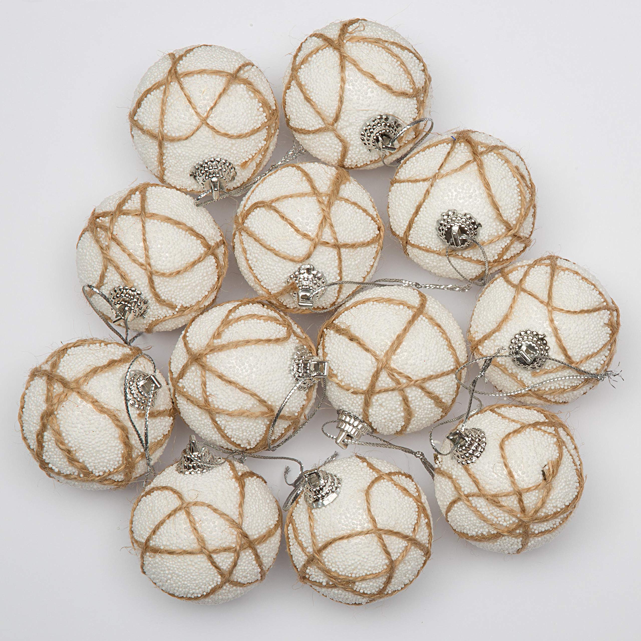 SHATCHI 12 x Christmas Tree Hanging Baubles Soft Foam Glittered Decorated Shatterproof Pendant Ornaments Xmas Tree Table Decorations