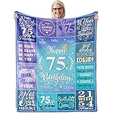 Batantec Happy 75th Birthday Gifts for Women, 75 Year Old Birthday Gifts for Women Turning 75, 75th Birthday Decorations Idea, Female 75th Birthday Gifts for Her, 75th Birthday Blanket Gifts 60”X50”