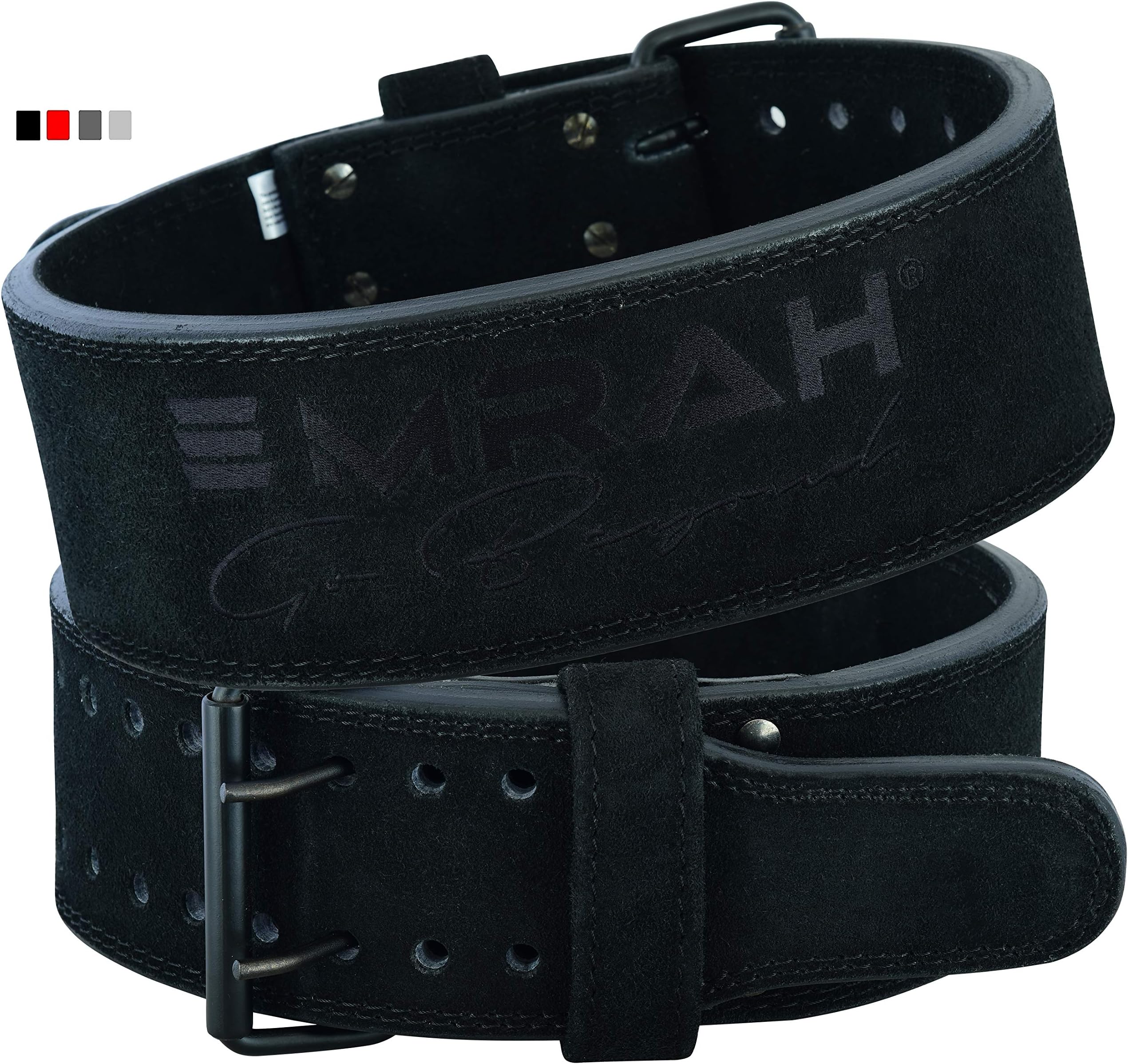EMRAH Powerlifting | Heavy Duty Elite Tech Buff Hide Leather | 10MM Thick Double Prolong Buckle Gym Workout Fitness Crossfit Weightlifting Belt for Men and Women | Durable Comfortable
