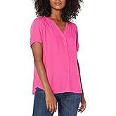 Amazon Essentials Women's Relaxed-Fit Short-Sleeve Woven Blouse
