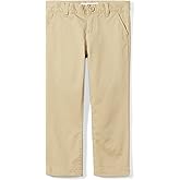 Amazon Essentials Girls and Toddlers' Flat Front Uniform Chino Pant with Adjustable Stretch