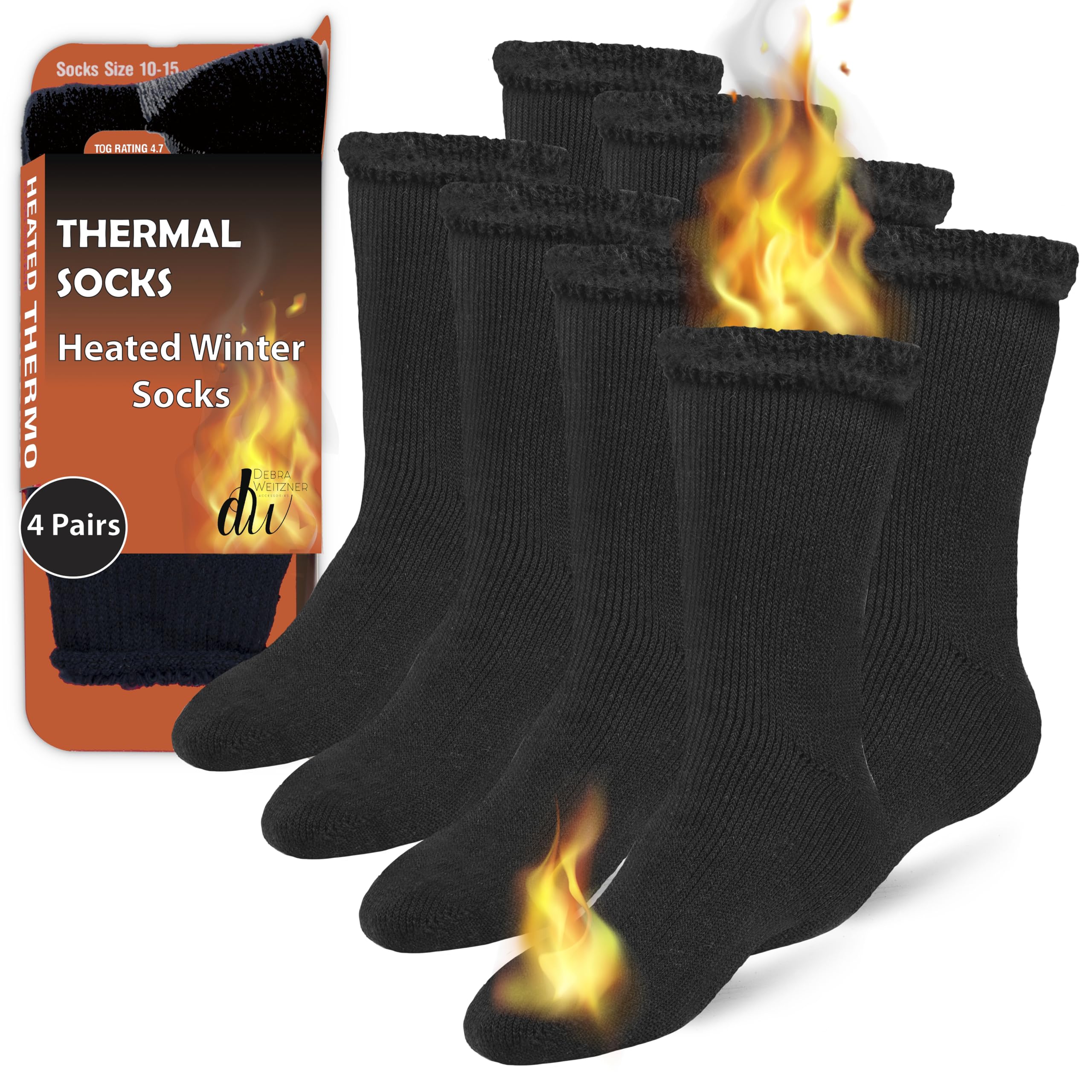 Photo 1 of Debra Weitzner Thermal Socks for Men Women Warm Socks 4/6 Pairs Crew Winter Thick Boot Socks