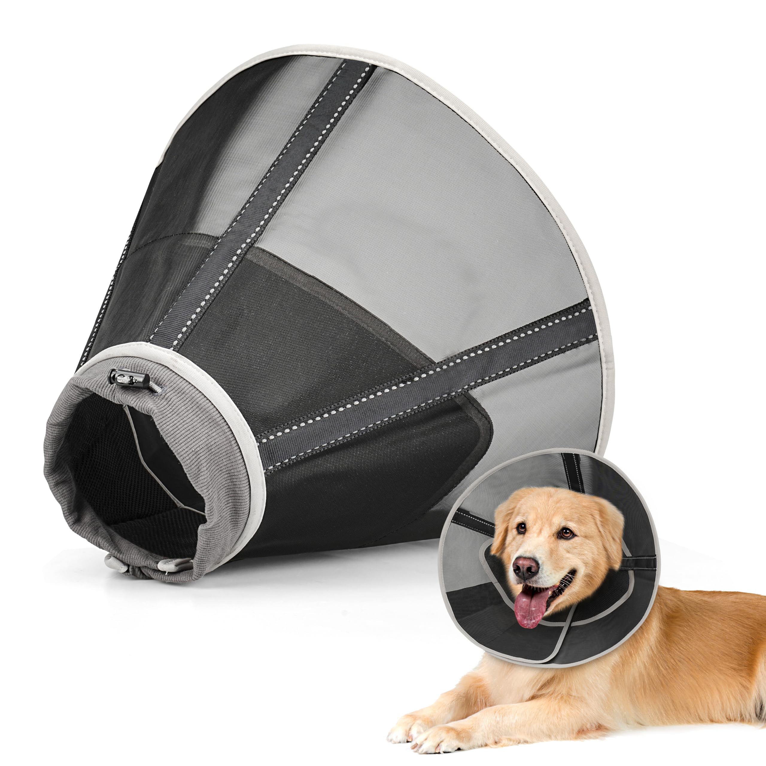 Photo 1 of SZ 2 Joypig Soft Mesh Dog Cone Collar to Stop Licking - Breathable Recovery Collar After Surgery for Large Medium Small Dogs, Alternative to Elizabeth Cone of Shame,Pet Head Cone