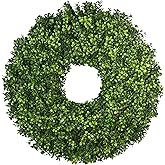 Artificial Boxwood Wreath for Front Door – Preserved Green Wreath for Spring, Fall, Christmas & Holiday Decor – UV-Resistant for Indoor & Outdoor Use (1, 24")