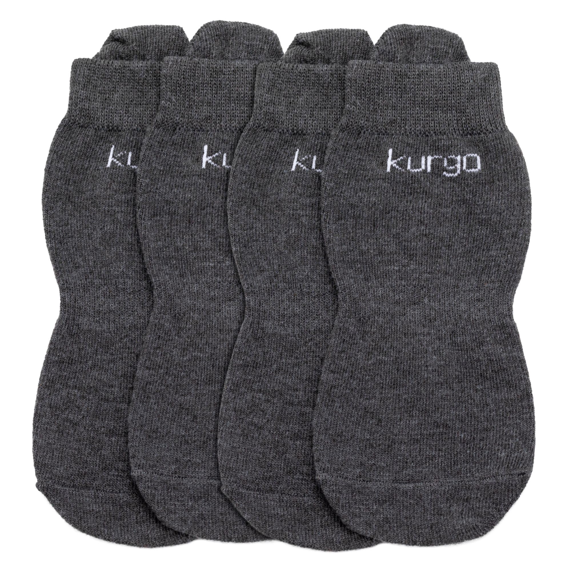Kurgo Blaze Dog Socks, Pet Socks for Outdoors, Stretch Socks for Dog Shoes, Grey-Large