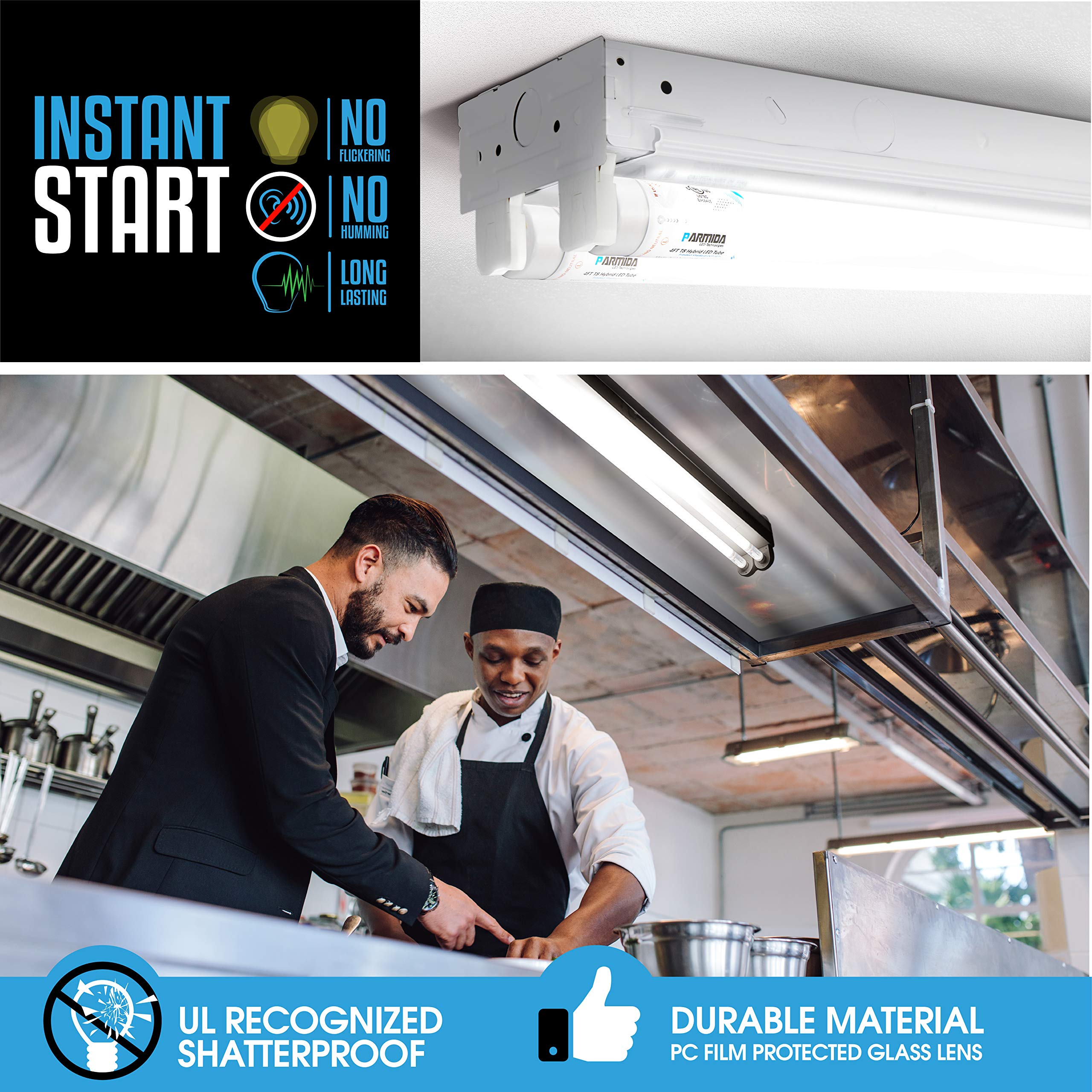 20-Pack T8 LED Light Tube, 4FT, 18W (32W Replacement), 5000K (Day Light), 2400lm, Frosted Cover, Dual-End & Single-End Powered, Works with/without ballast, Shatterproof, UL & DLC