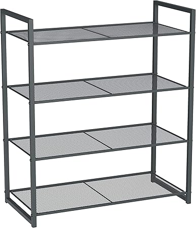 SONGMICS Schuhregal mit 4 Ablagen, stapelbarer Schuh-Organizer, für 12