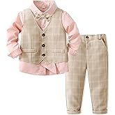Boys 3Pcs Clothing Sets Cotton Long Sleeve Bowtie Shirts +Vest +Pants Casual Suit
