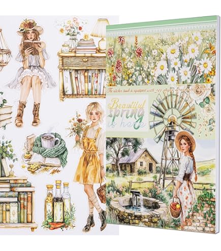 TIAMECH Quiet Time Sticker Book - Orchids Series, 20 Sheets PET & Washi Stickers For Journaling