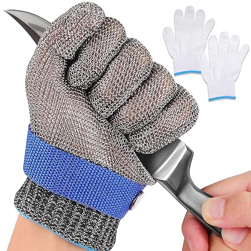 Herda Level Cut Proof Glove, Chainmail Gloves Kitchen Gloves for Fish  Meat Cutting Wood Carving Whittling Oyster Shucking Safety Butcher Work in 