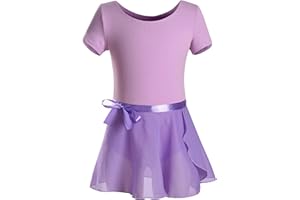 DANSHOW Girls Short Sleeve Leotard with Skirt Kids Dance Ballet Tutu Dresses